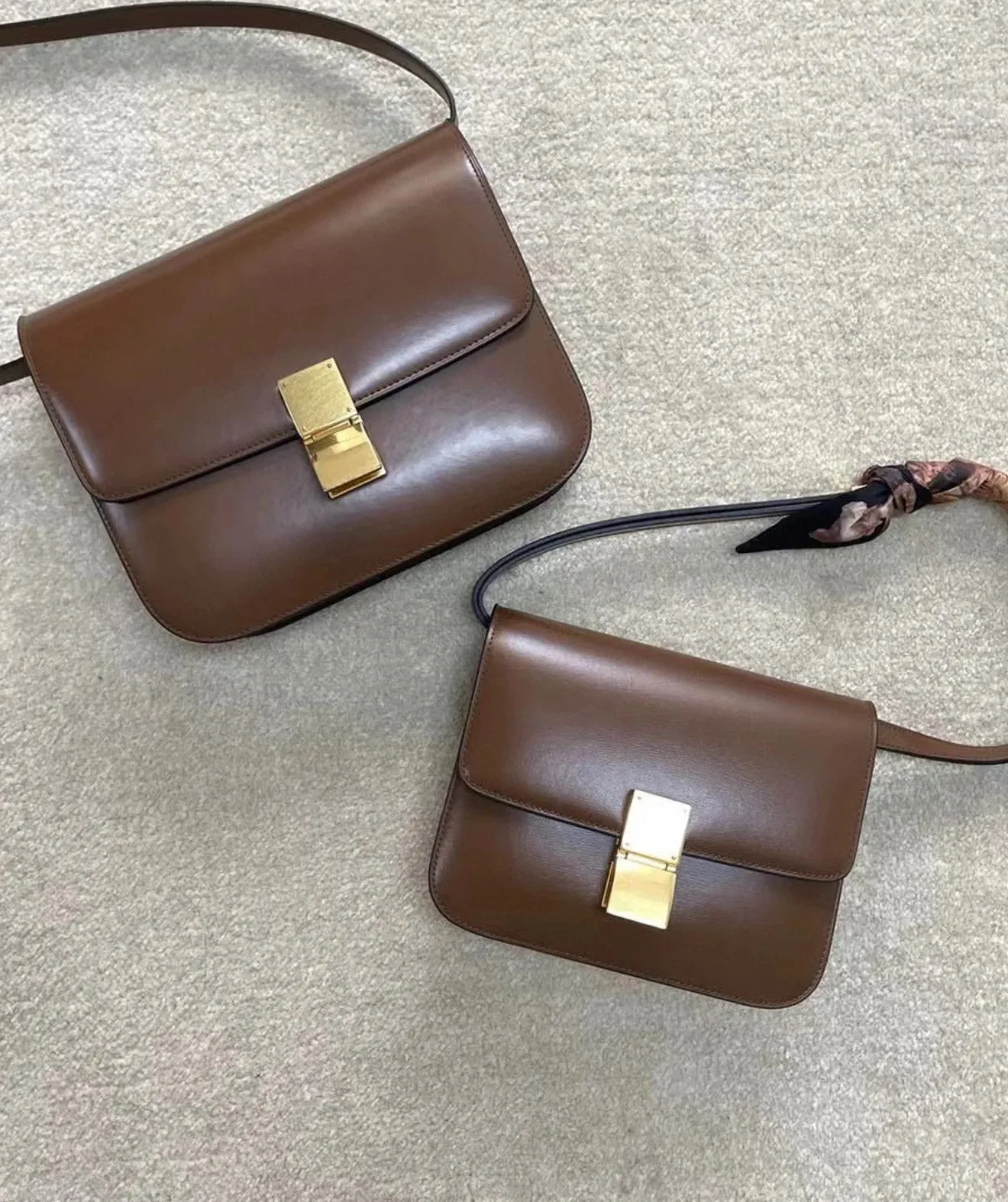 Calfskin Leather  Box Bag