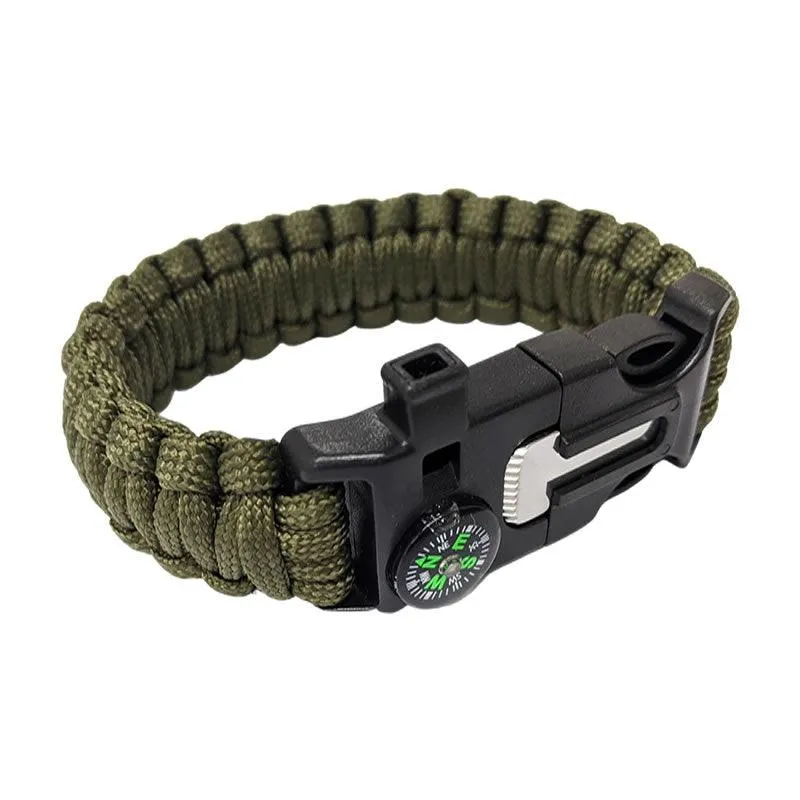 Camping Survival Bracelet With Compass CF-45 GREEN