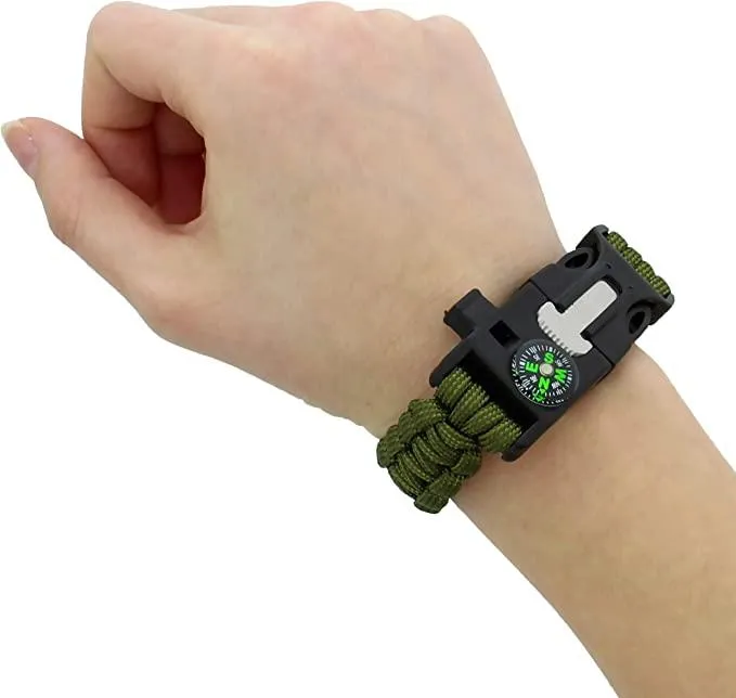 Camping Survival Bracelet With Compass CF-45 GREEN