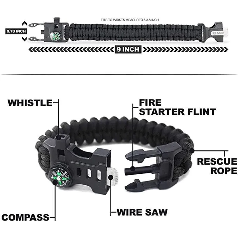 Camping Survival Bracelet With Compass CF-45 GREEN