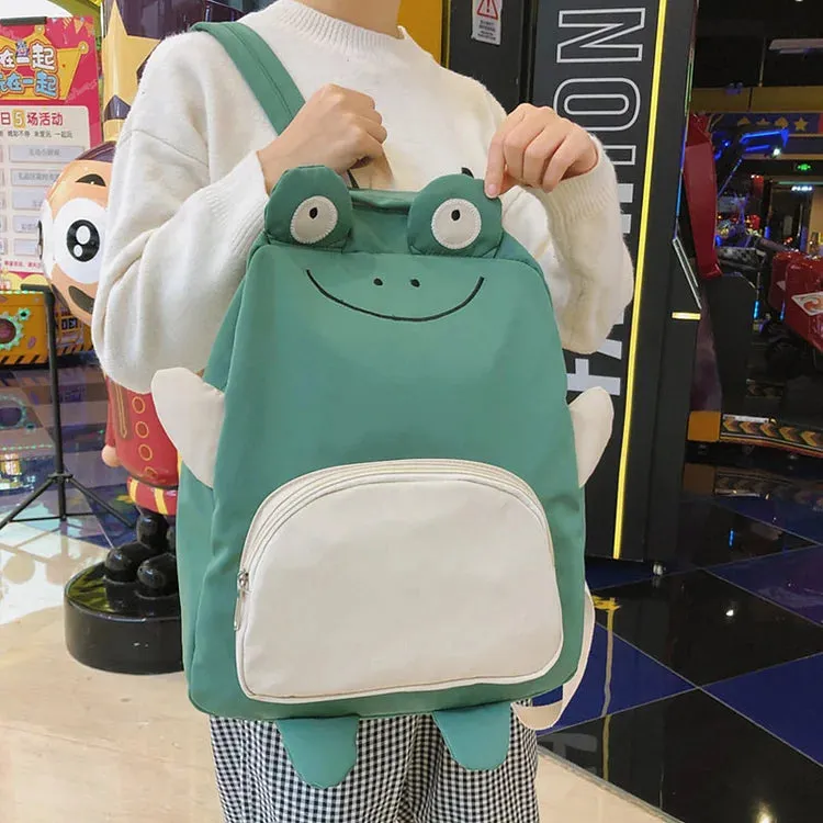 Cartoon Frog Monster Duck Print Backpack