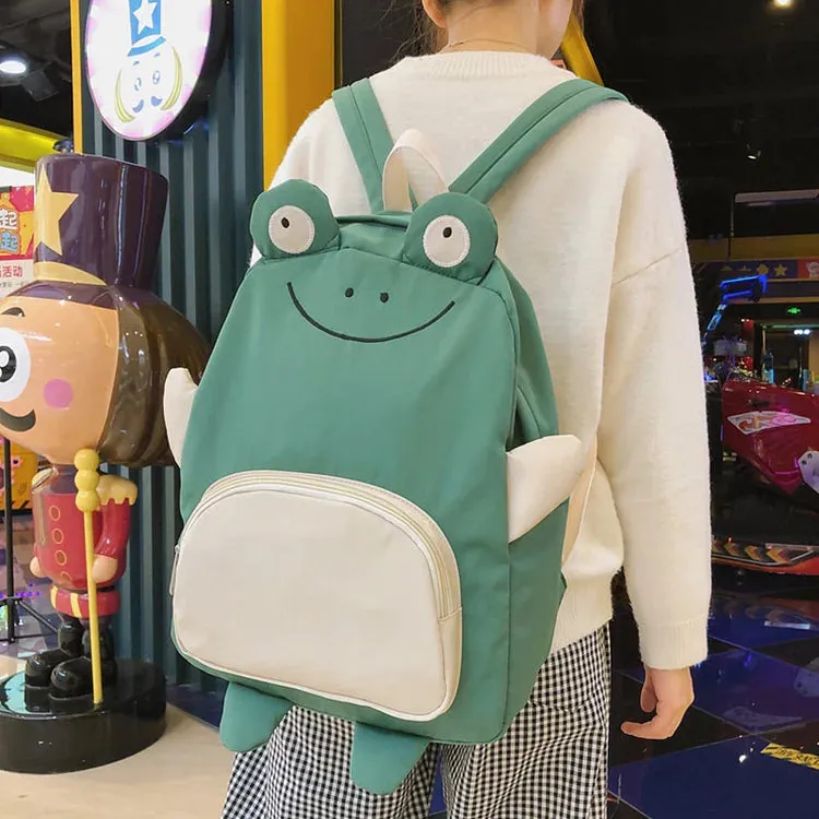 Cartoon Frog Monster Duck Print Backpack