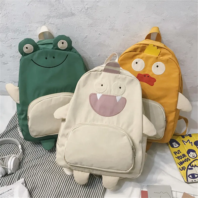 Cartoon Frog Monster Duck Print Backpack