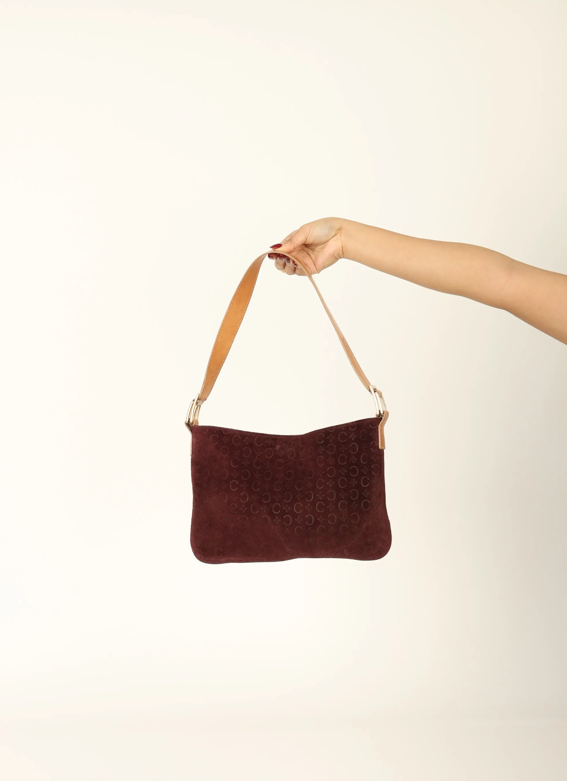 Celine Suede Triomphe Shoulder Bag