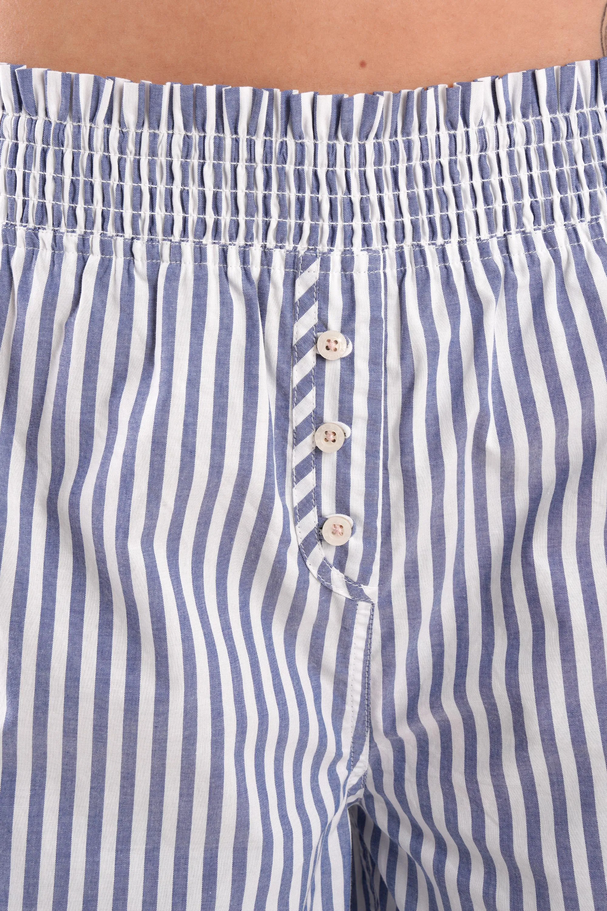 Chicory Striped Woven-Cotton Pyjama Trousers - Oceanic Blue