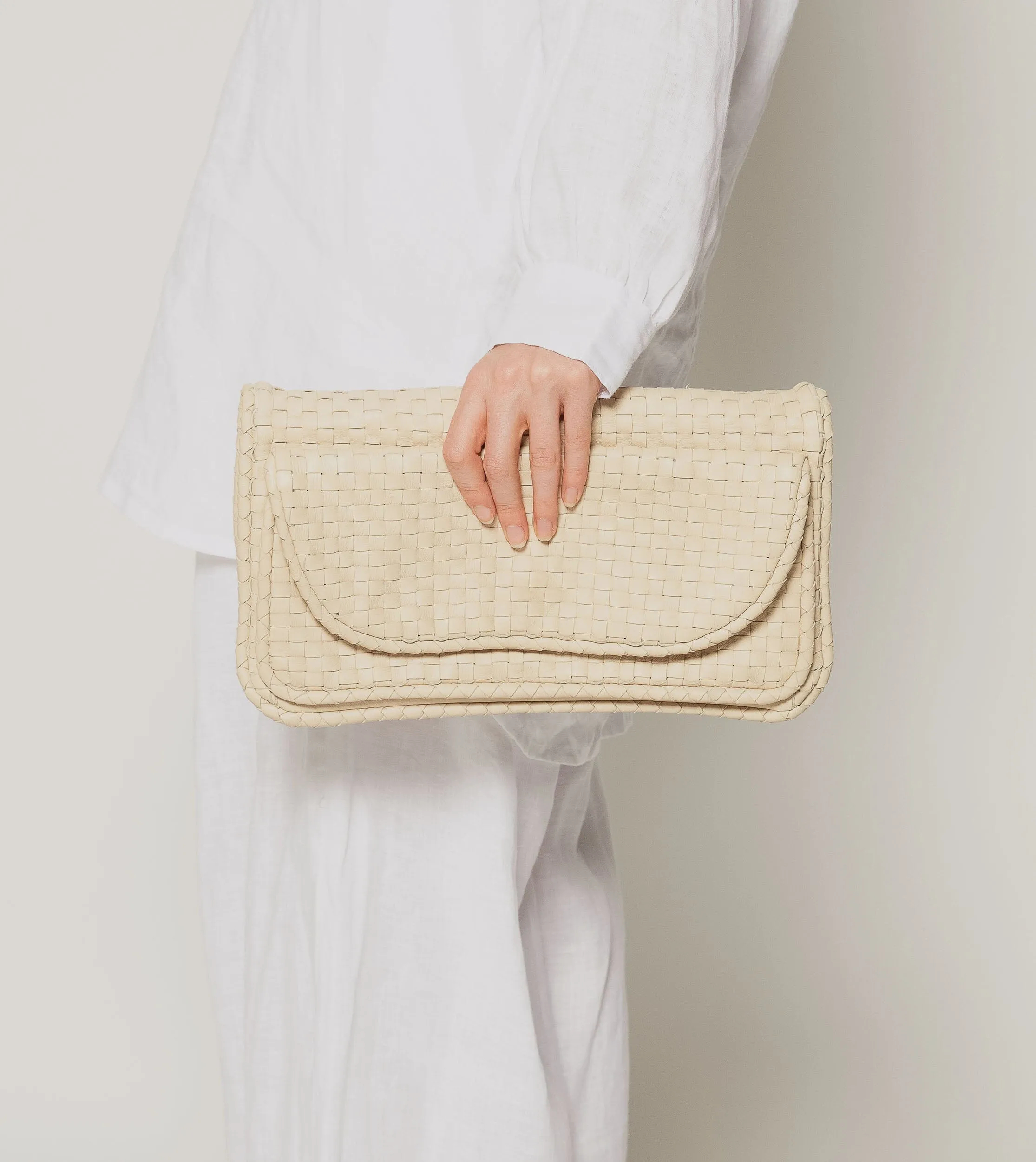 Clarisse Woven Clutch | Ivory