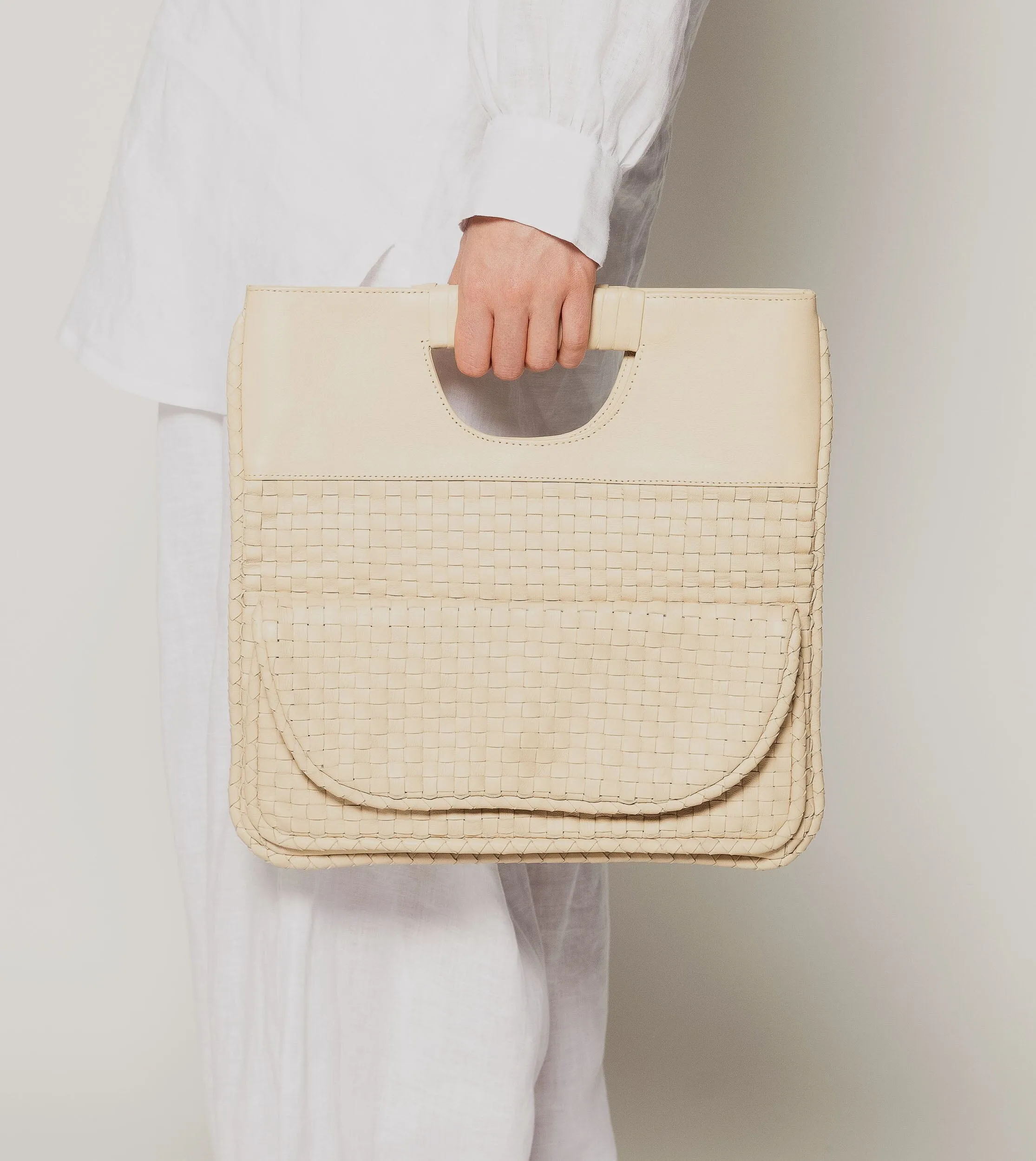 Clarisse Woven Clutch | Ivory