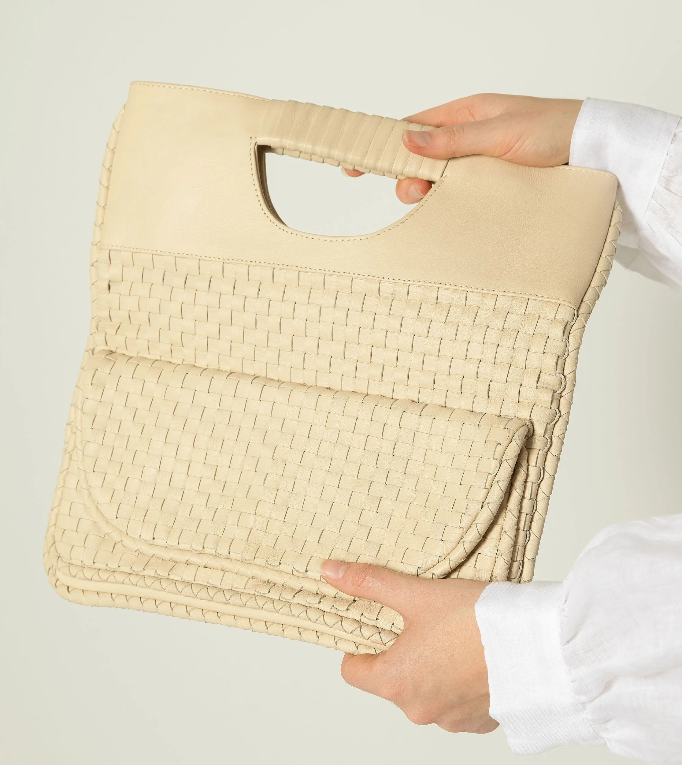 Clarisse Woven Clutch | Ivory