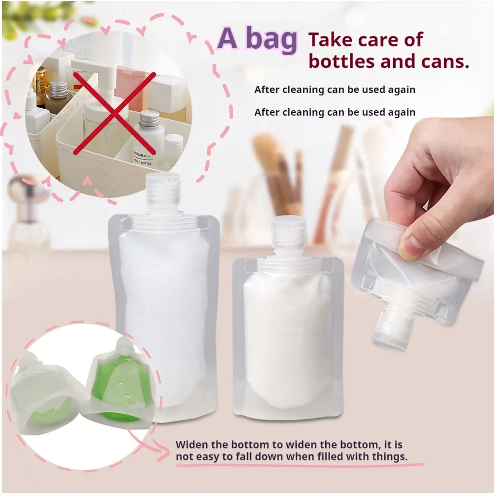 Convenient repackaging bag, cosmetic shower gel, lotion, flip-top spout bag, easy to carry during travel, matte translucent, blank frosted spout bag 30ml 50ml 100ml