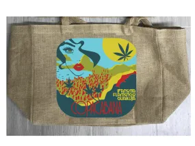 COPACABANA MARIJUANA BURLAP TOTE BAG