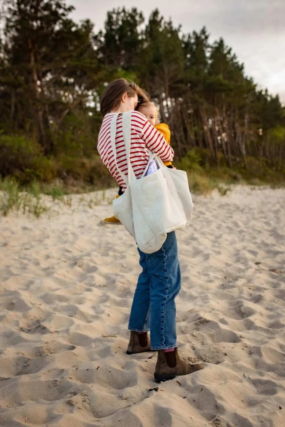 Corduroy Mom Bag Cream | Tote Bag