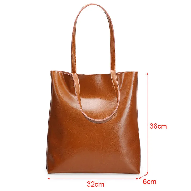 Cow Leather Ladies Shoulder Handbags Women Tote