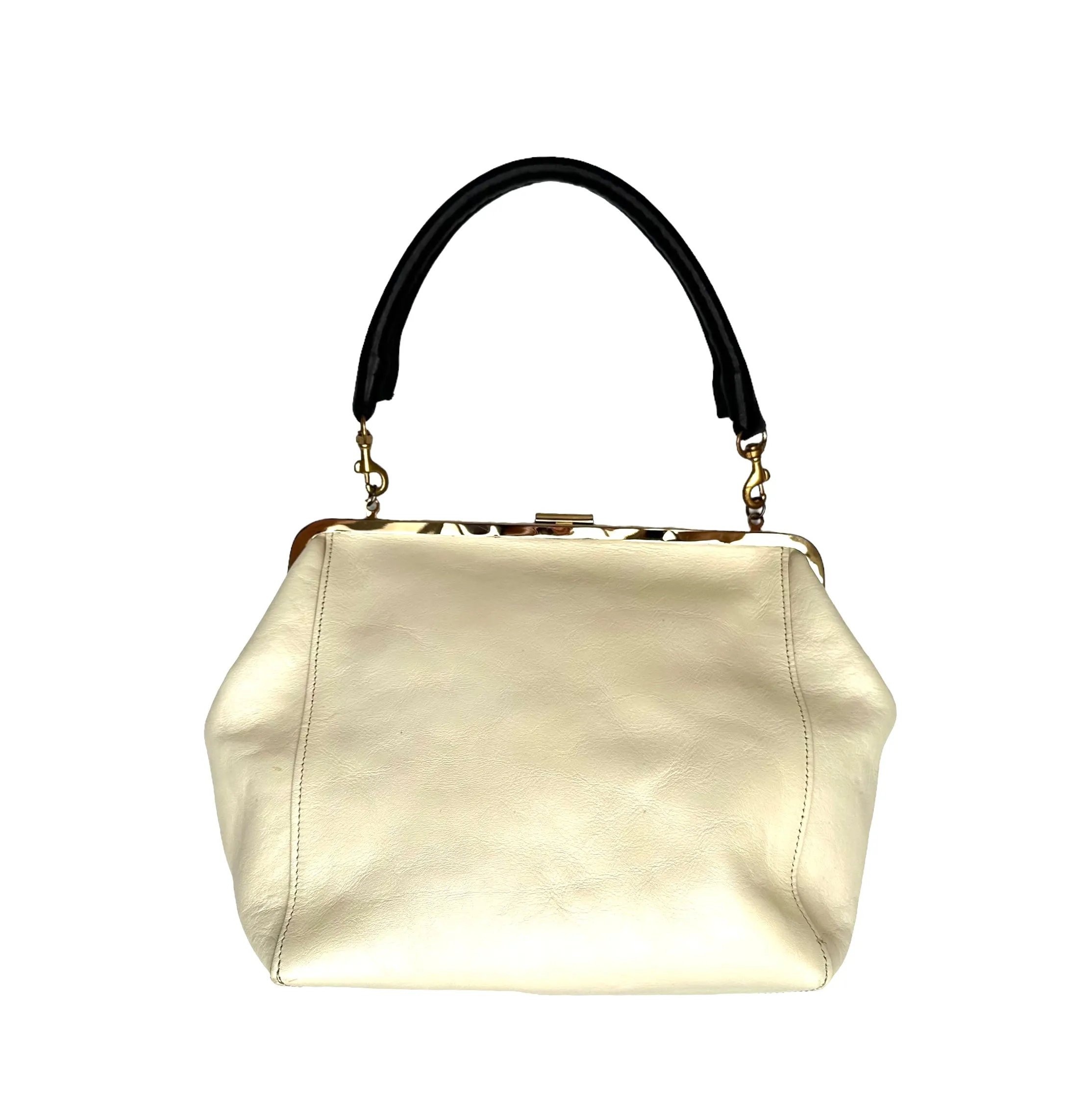 Cream Leather Convertible Bag