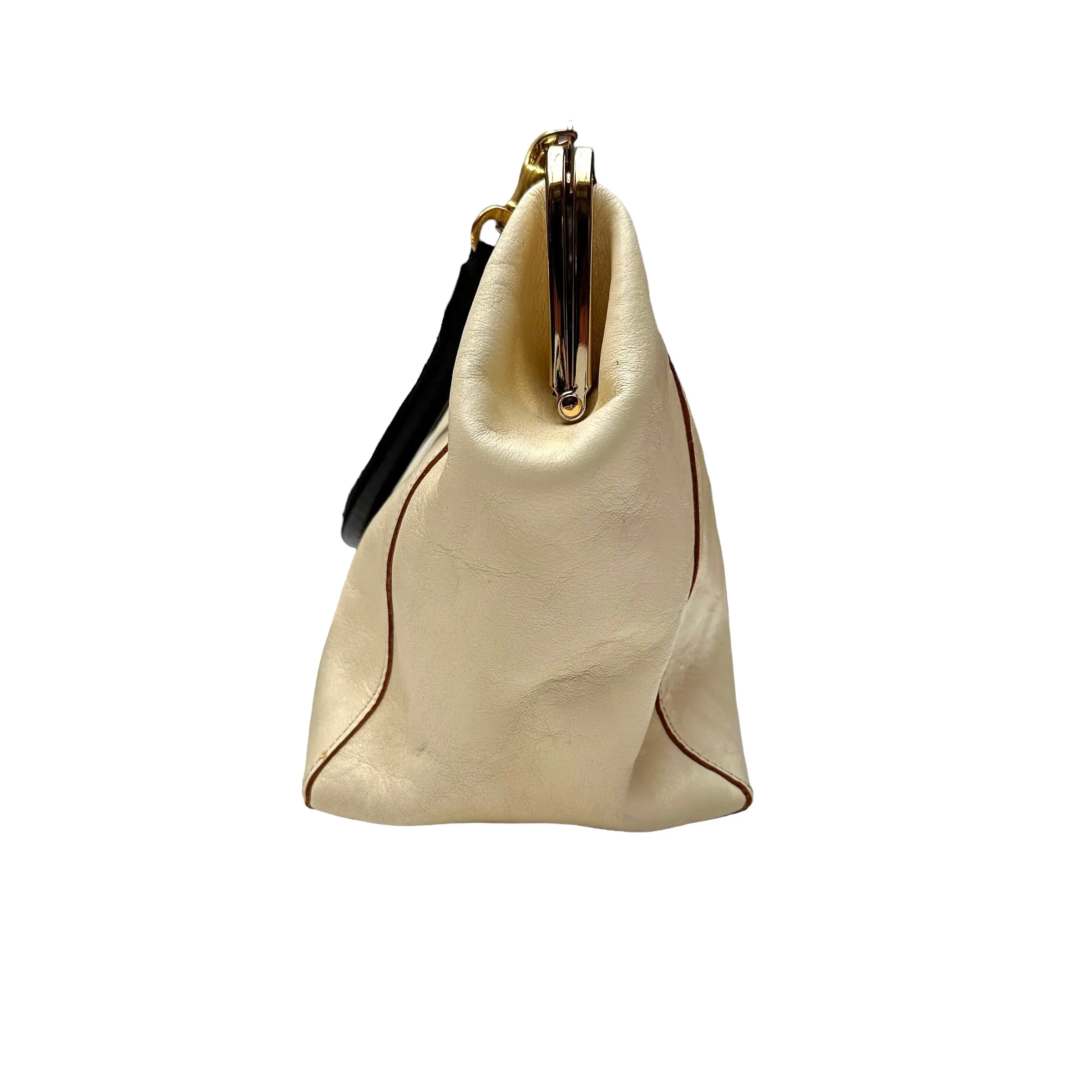 Cream Leather Convertible Bag