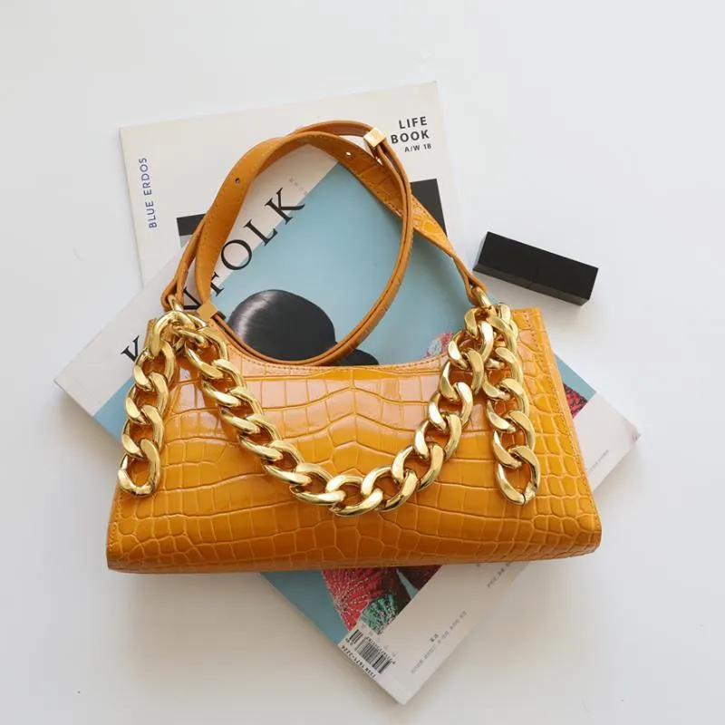 Crocodile Baguette chain Bag