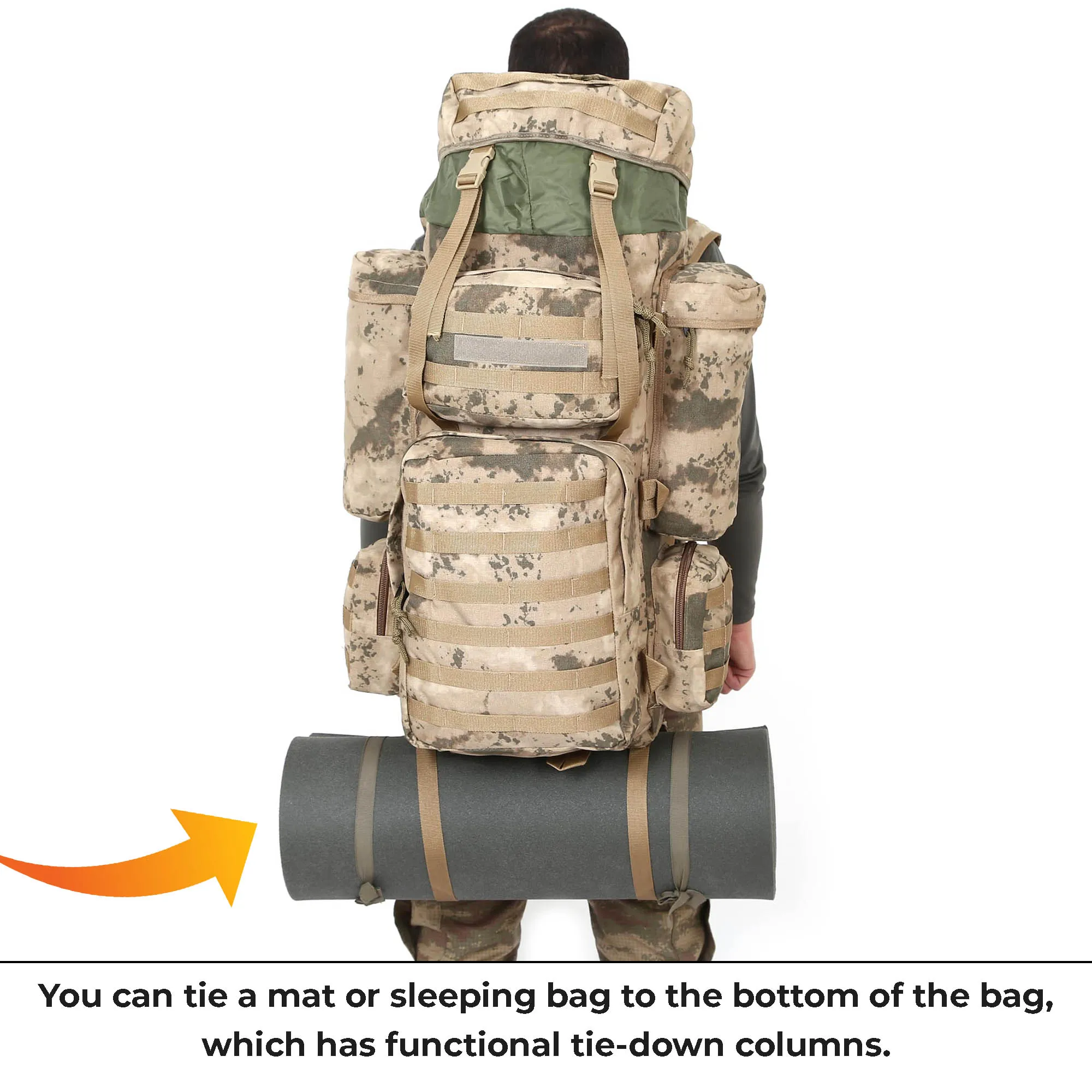 Deserton Camouflage Large Military Operation Backpack - 110 Liter Bag