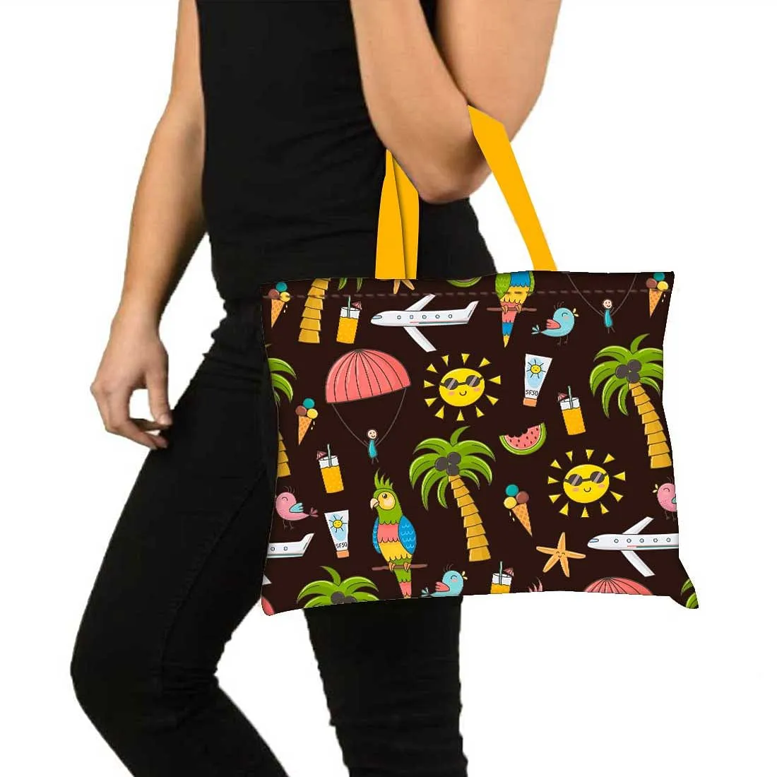 Designer Tote Bag With Zip Beach Gym Travel Bags -  Summer Adventure