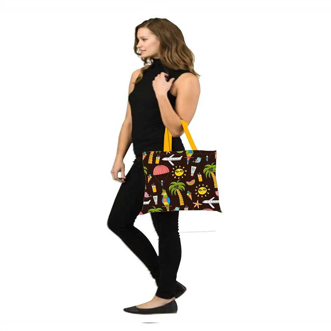 Designer Tote Bag With Zip Beach Gym Travel Bags -  Summer Adventure