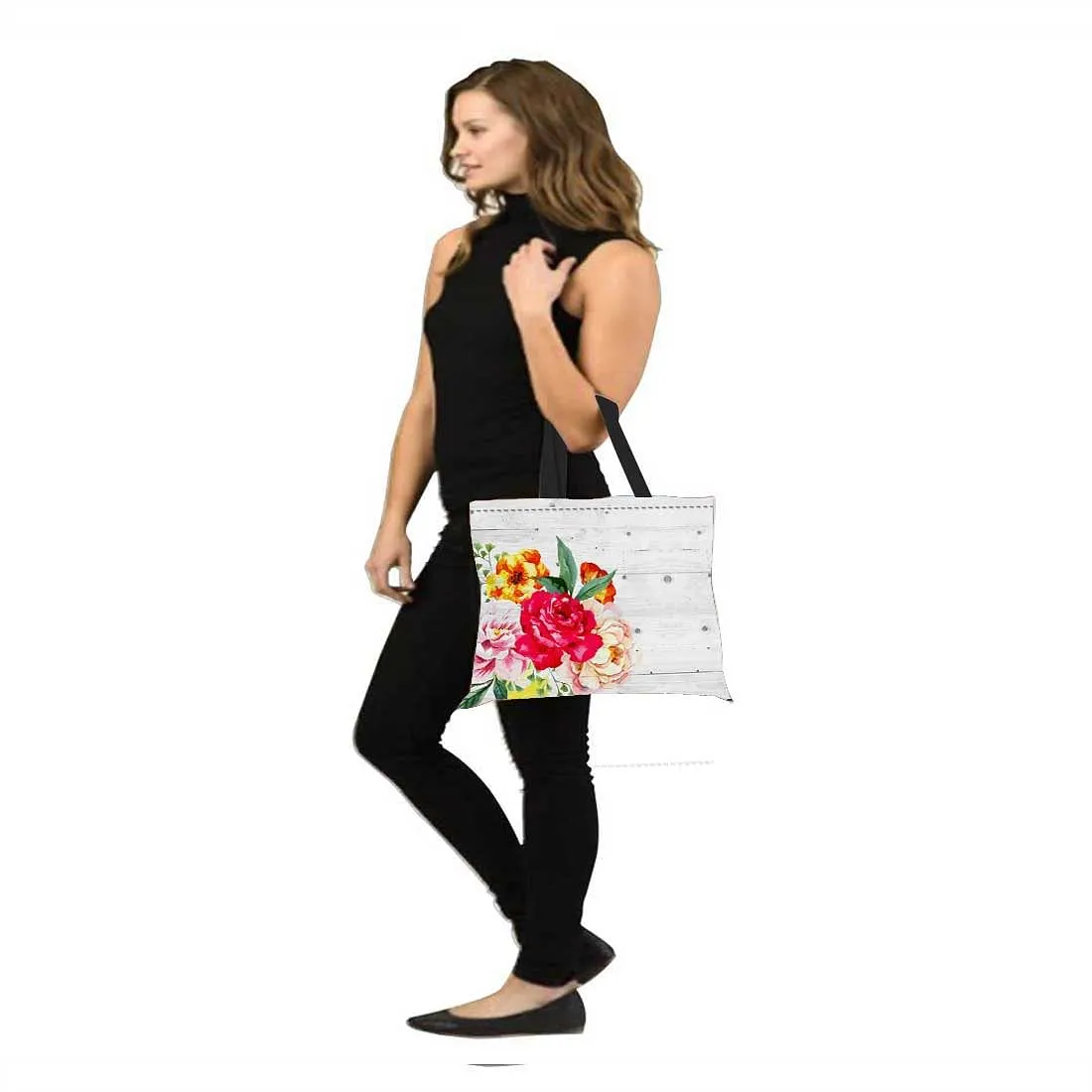 Designer Tote Bag With Zip Beach Gym Travel Bags -  Vintage Flower