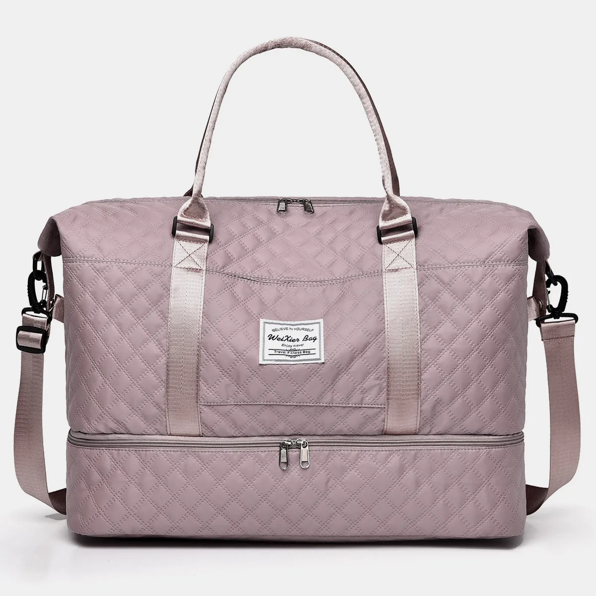 Diamond Grid Oxford Travel Bag