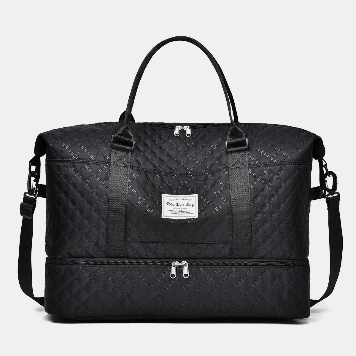 Diamond Grid Oxford Travel Bag