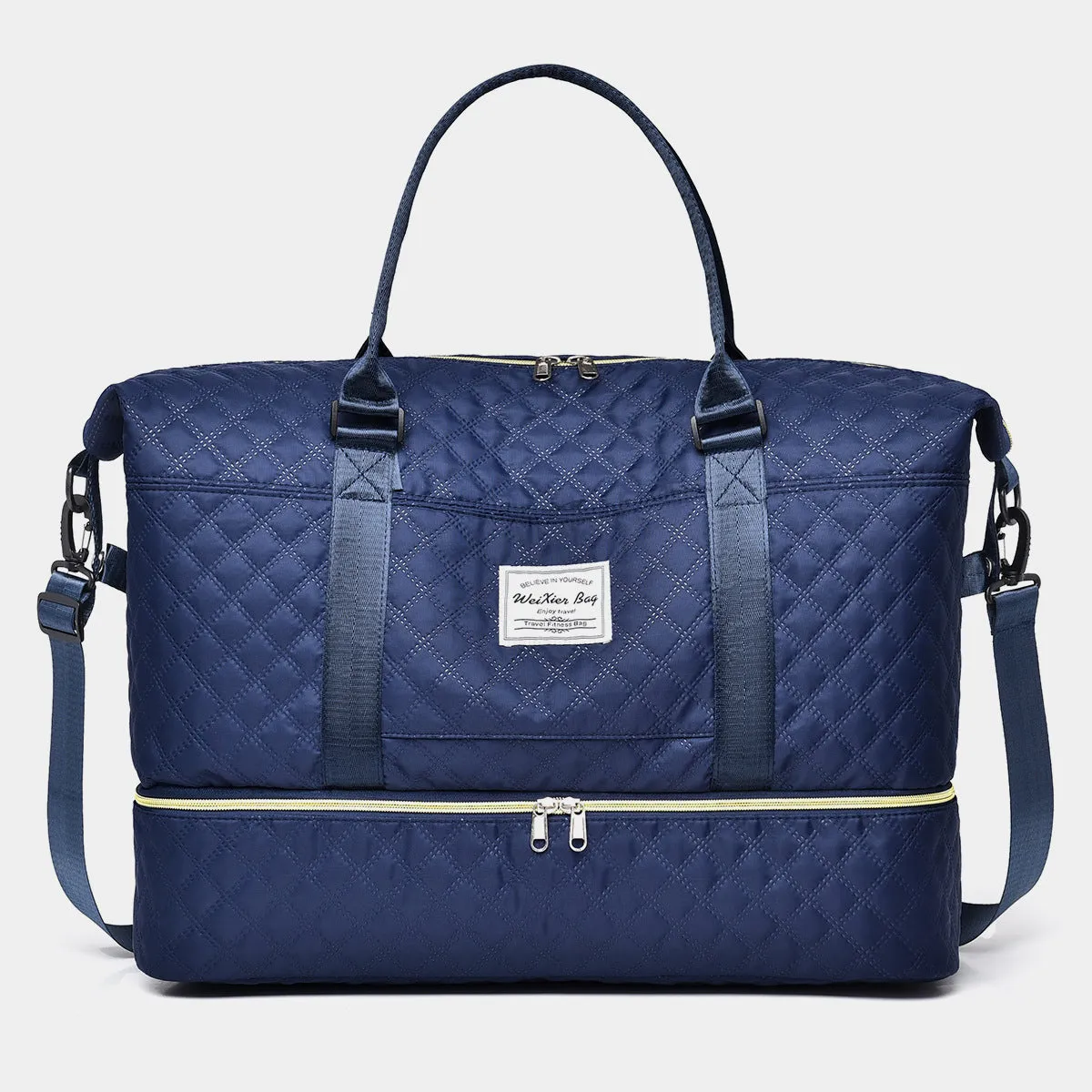 Diamond Grid Oxford Travel Bag