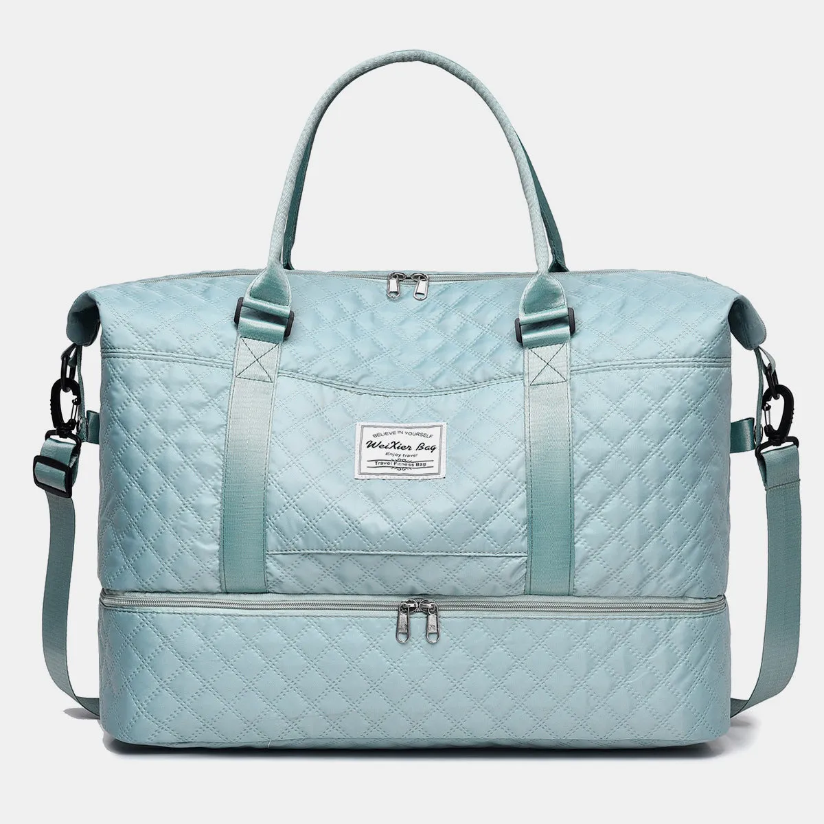 Diamond Grid Oxford Travel Bag