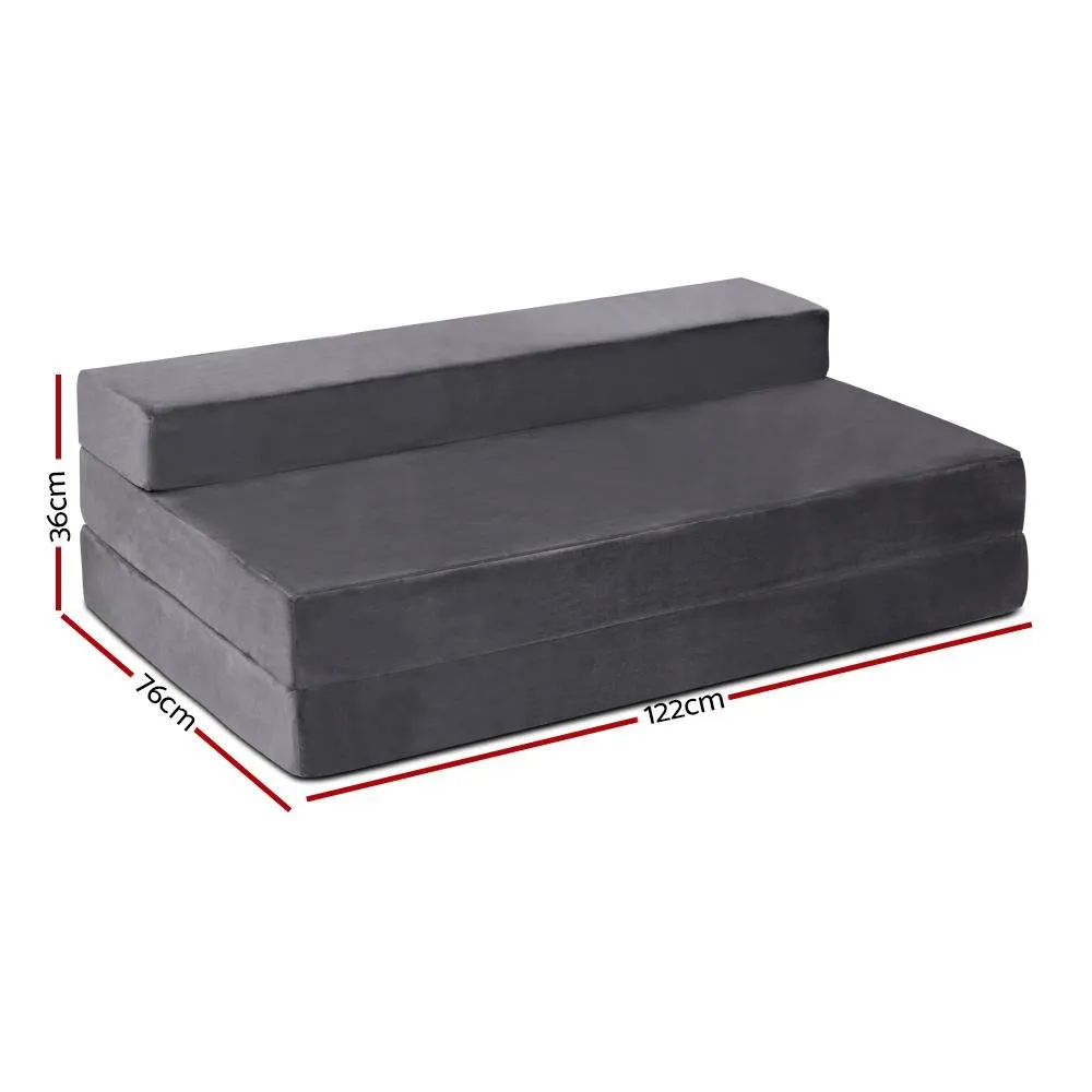 Double Size Folding Foam Mattress Portable Bed Mat Velvet Dark Grey