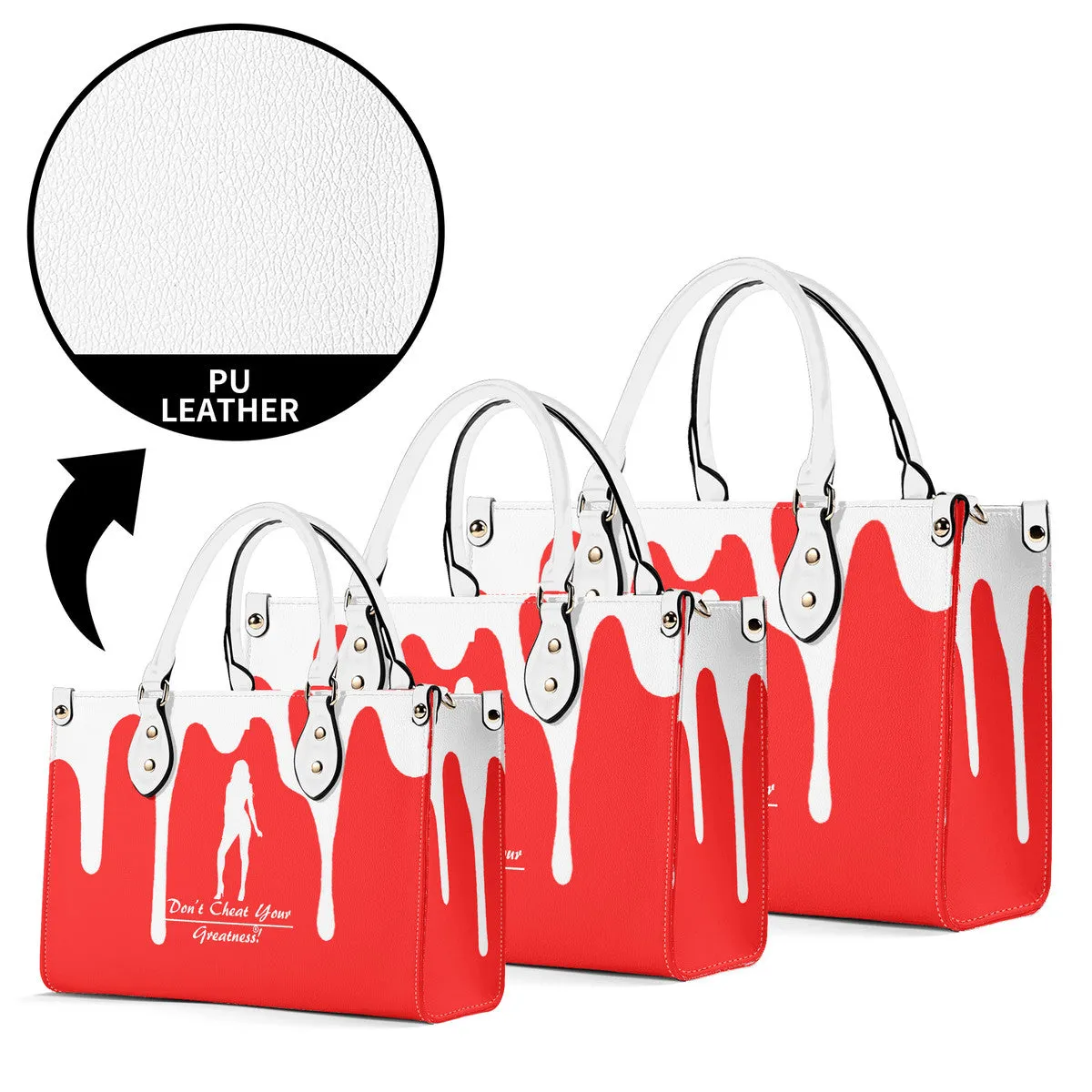 DRIP SF White Logo & Red Multiple Sizes Upgraded Luxury Women PU Leather Handbag