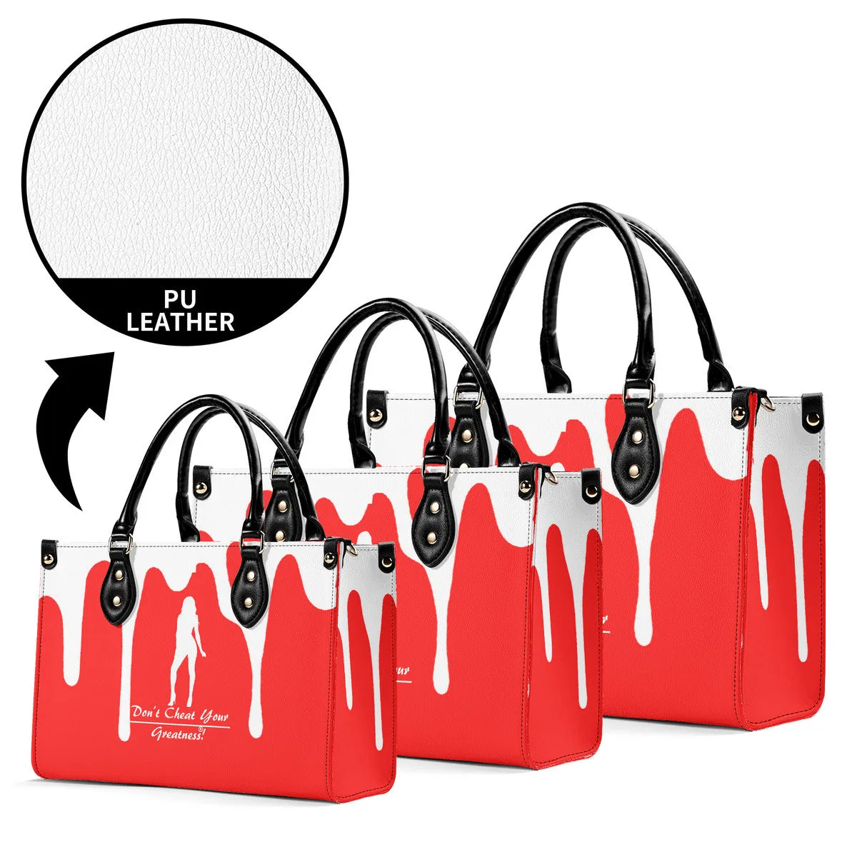 DRIP SF White Logo & Red Multiple Sizes Upgraded Luxury Women PU Leather Handbag