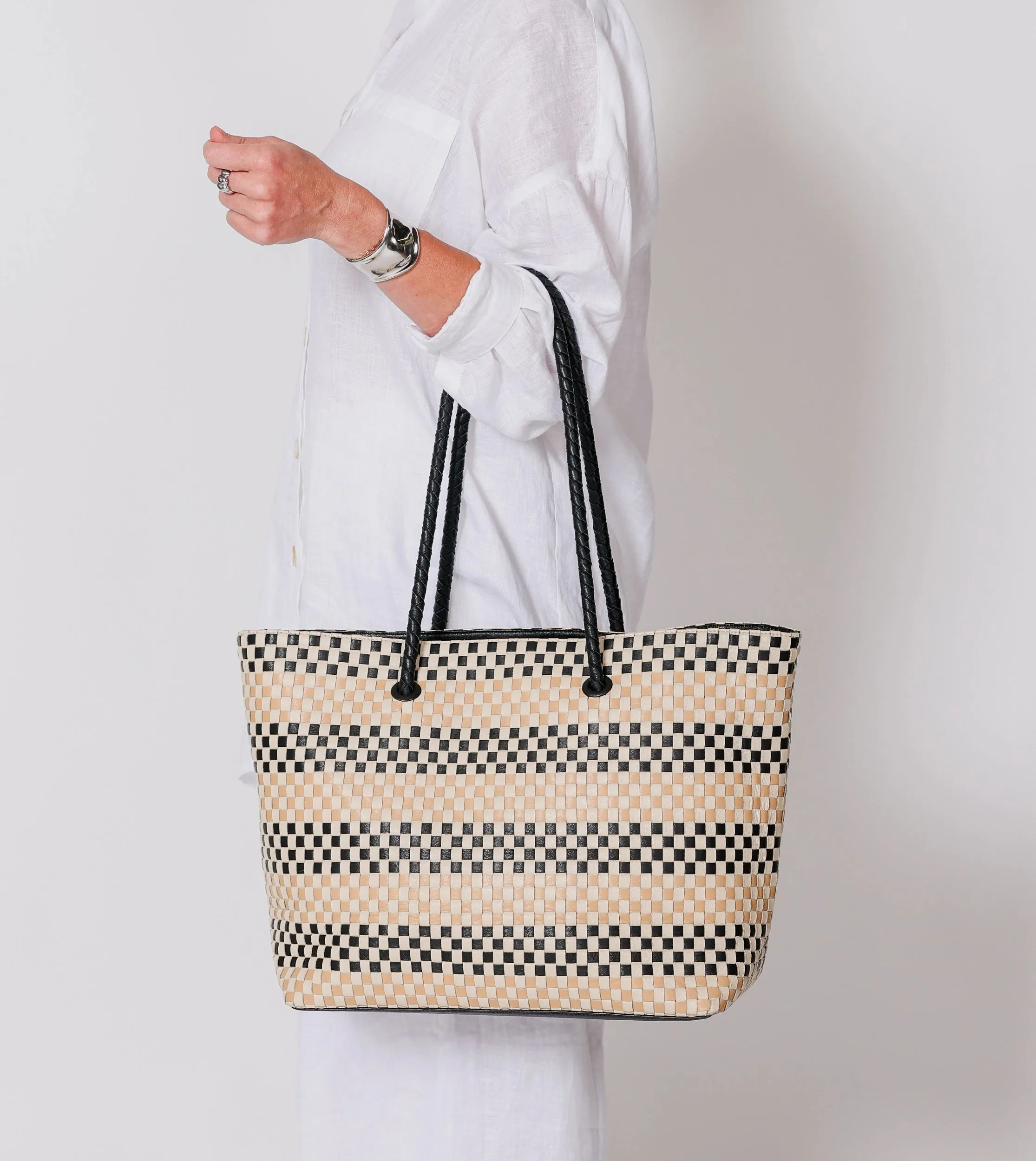 Eugenie Woven Tote Bag | Black Multi