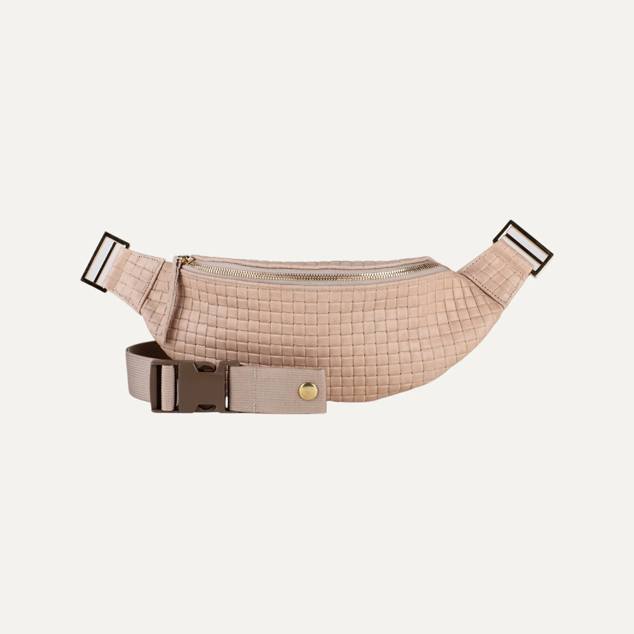 Fanny Pack   Crossbody Bag | Tan Woven   Gold Hardware