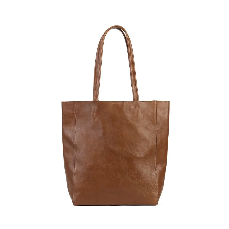 First Layer Cowhide Vintage Large Capacity Texture Tote Bag