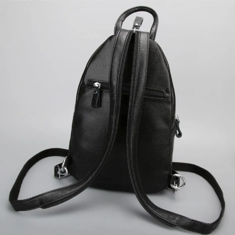 Genuine Leather Small Backpack Multi-Layer Anti-Theft Bag