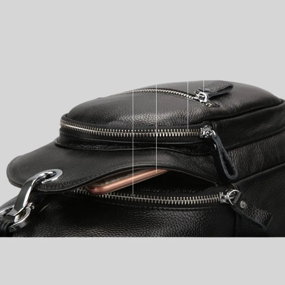 Genuine Leather Small Backpack Multi-Layer Anti-Theft Bag