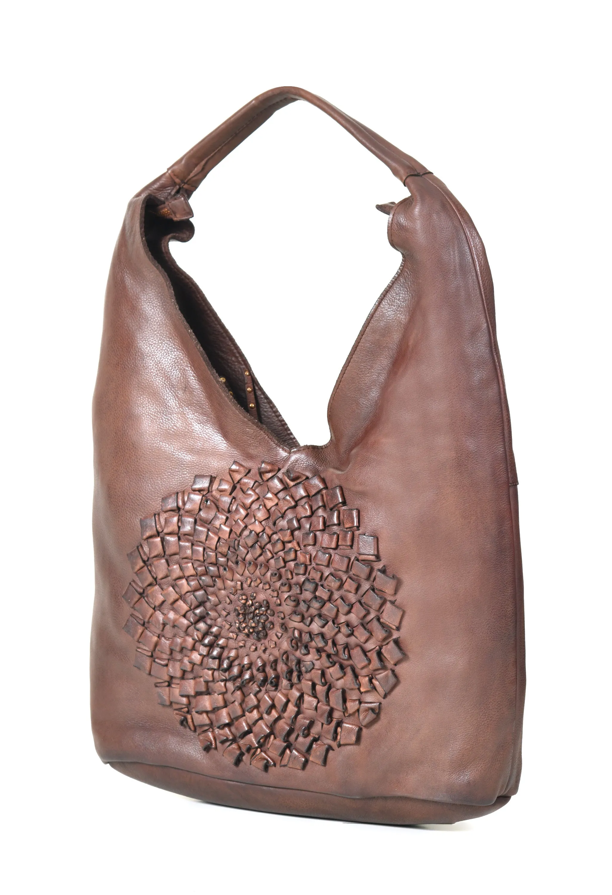 Glory: Art N Vintage Brown Leather Hobo Bag