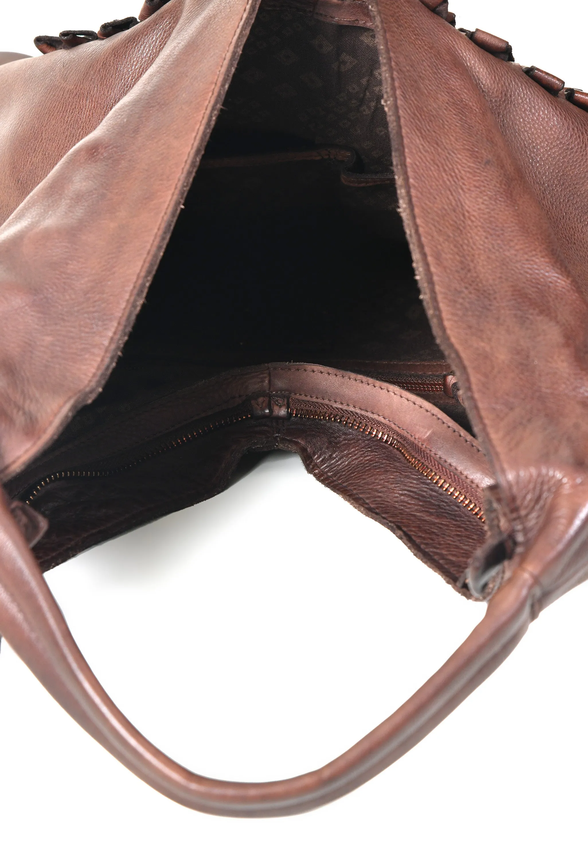 Glory: Art N Vintage Brown Leather Hobo Bag