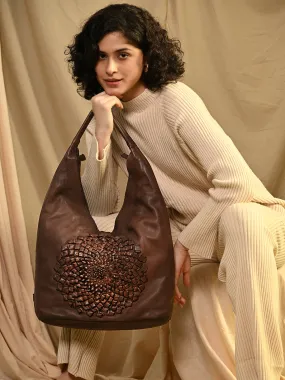 Glory: Art N Vintage Brown Leather Hobo Bag