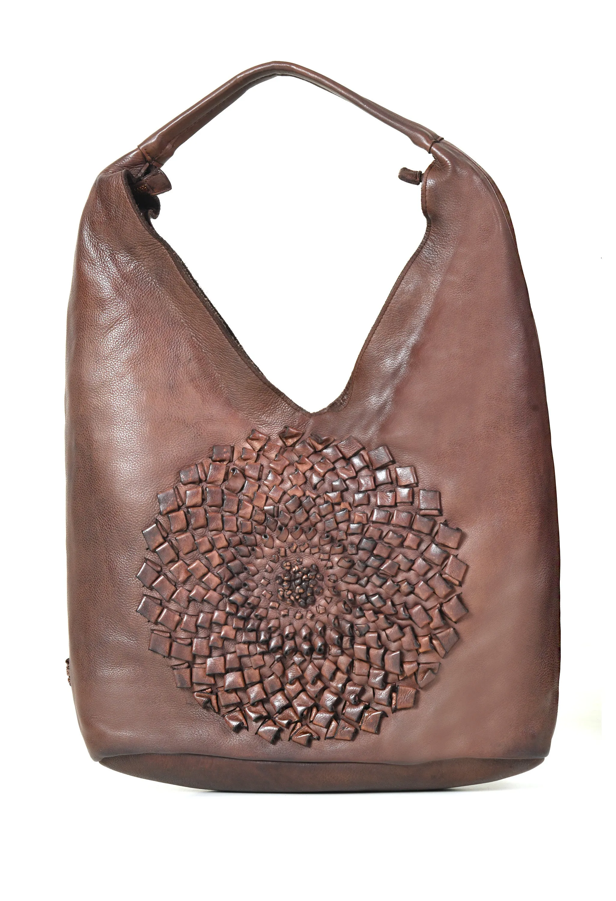 Glory: Art N Vintage Brown Leather Hobo Bag