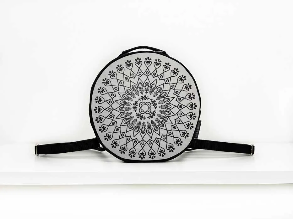 Grey Black Mandala Circle Handmade Backpack Crossbody Bag for Women