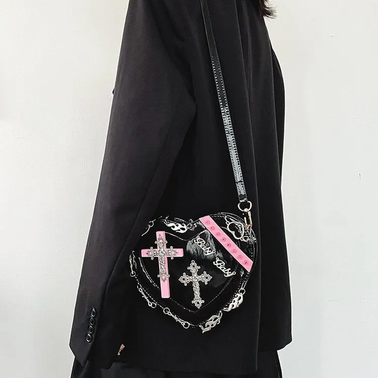 Harajuku Heart Cross Chain Shoulder Bag