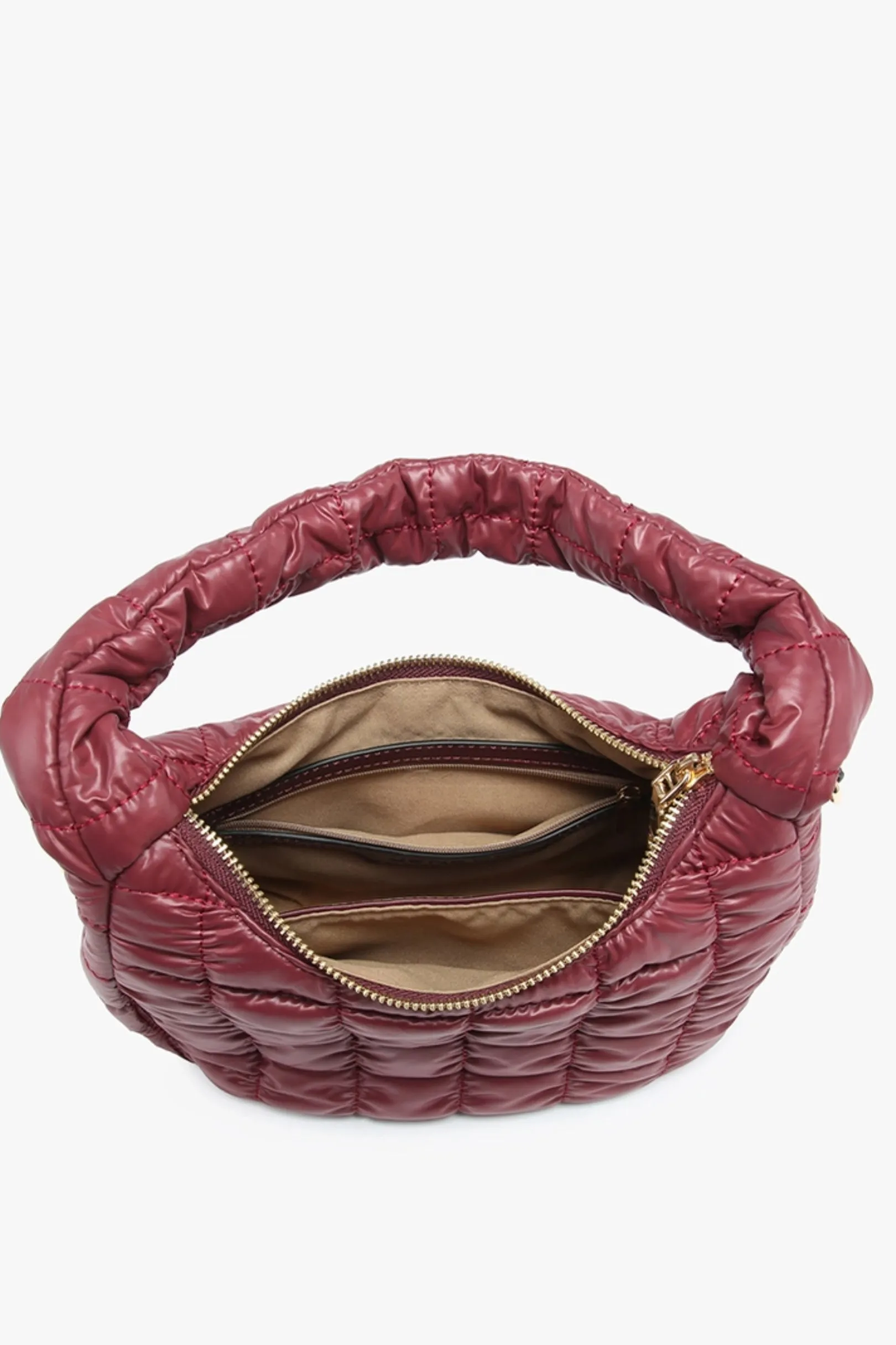 Hot To Go Burgundy Puff Tote Shoulder Bag