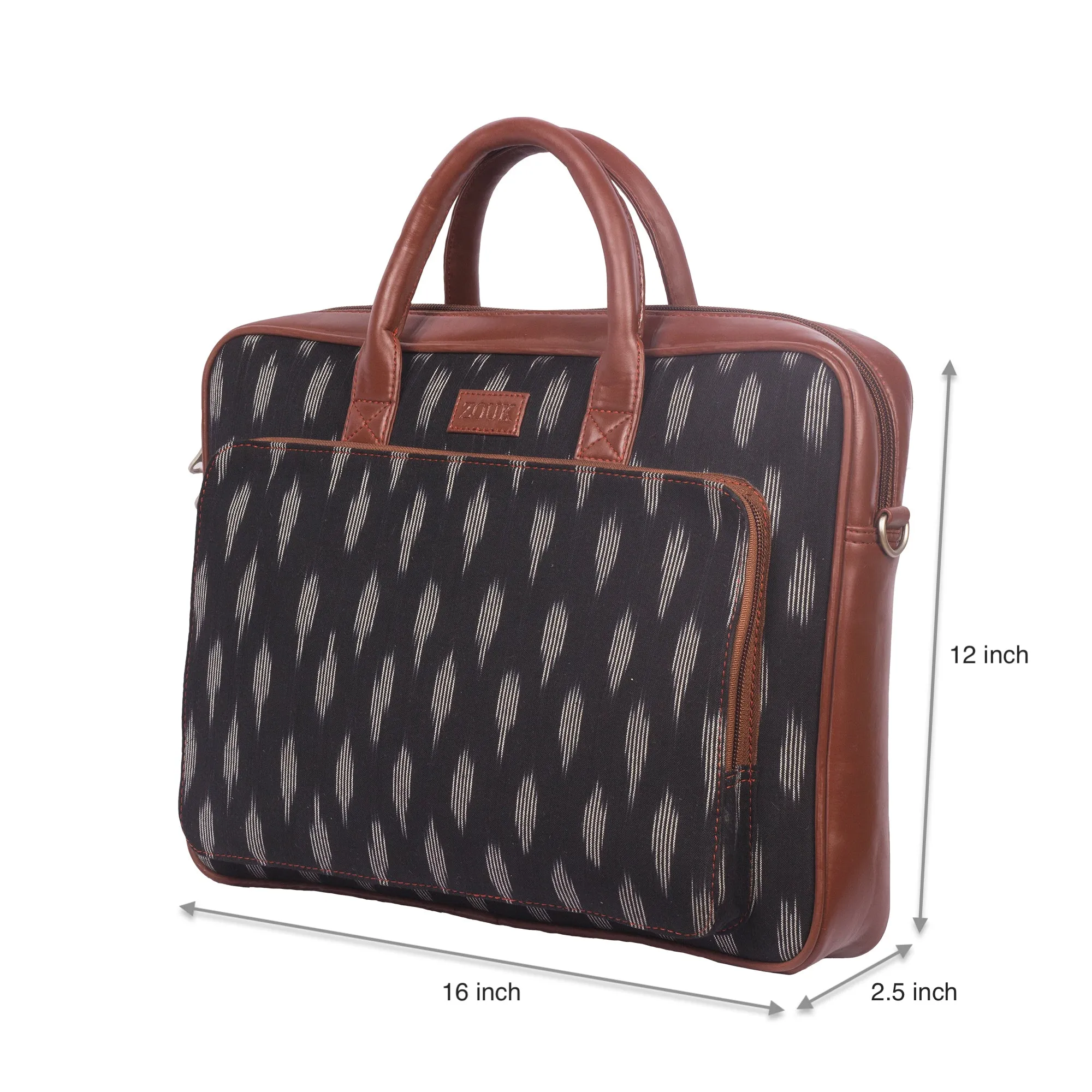 Ikat Striped Black Laptop Bag