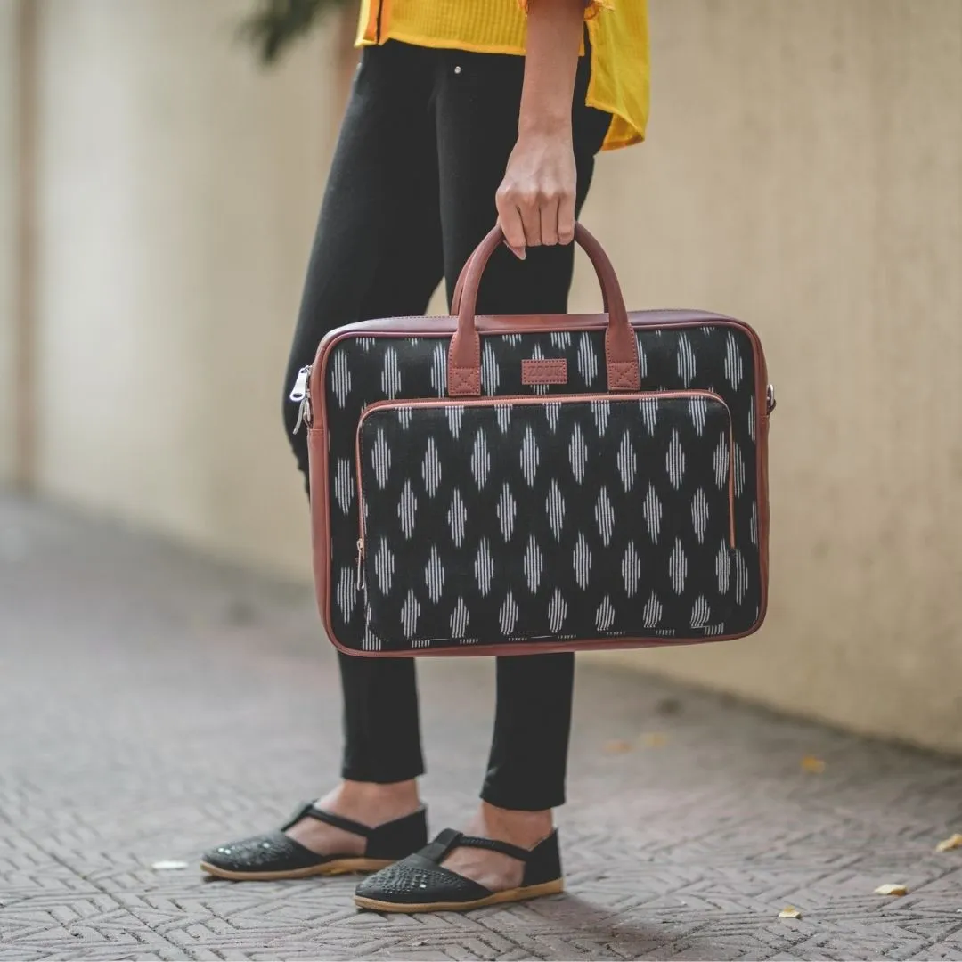 Ikat Striped Black Laptop Bag