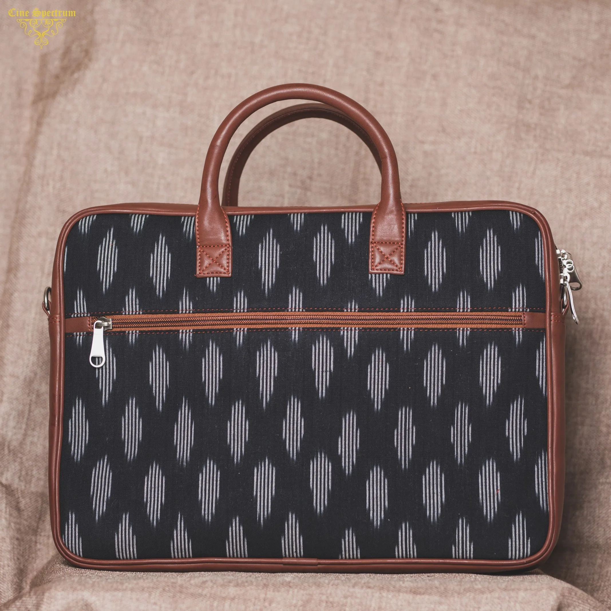 Ikat Striped Black Laptop Bag