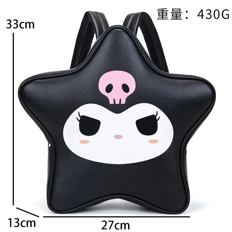 Japanese Cute Creative Five-Pointed Star Large Capacity Pu Backpack Y2g Sweet Hot Girl Style Clow M Backpack