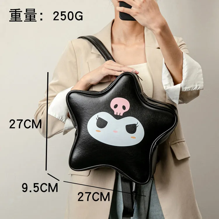 Japanese Cute Creative Five-Pointed Star Large Capacity Pu Backpack Y2g Sweet Hot Girl Style Clow M Backpack