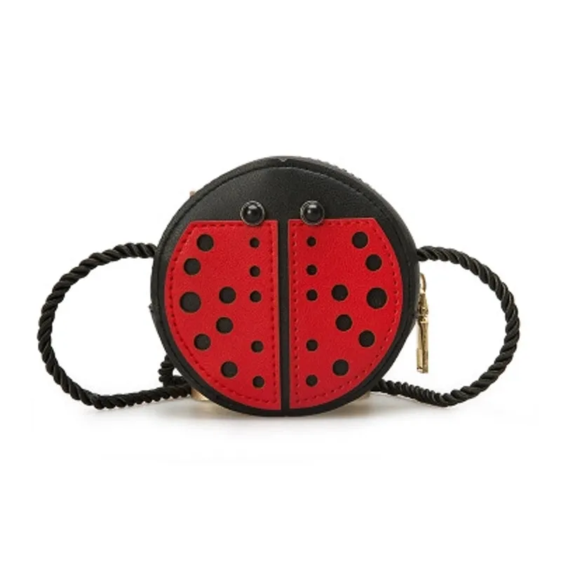 Kid's Mini Pu Leather Animal Cute Round Zipper Crossbody Bag