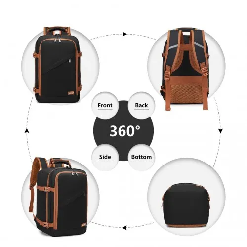 Kono Lightweight Cabin Bag Travel Business Backpack - Black And Brown | Versatile & Durable