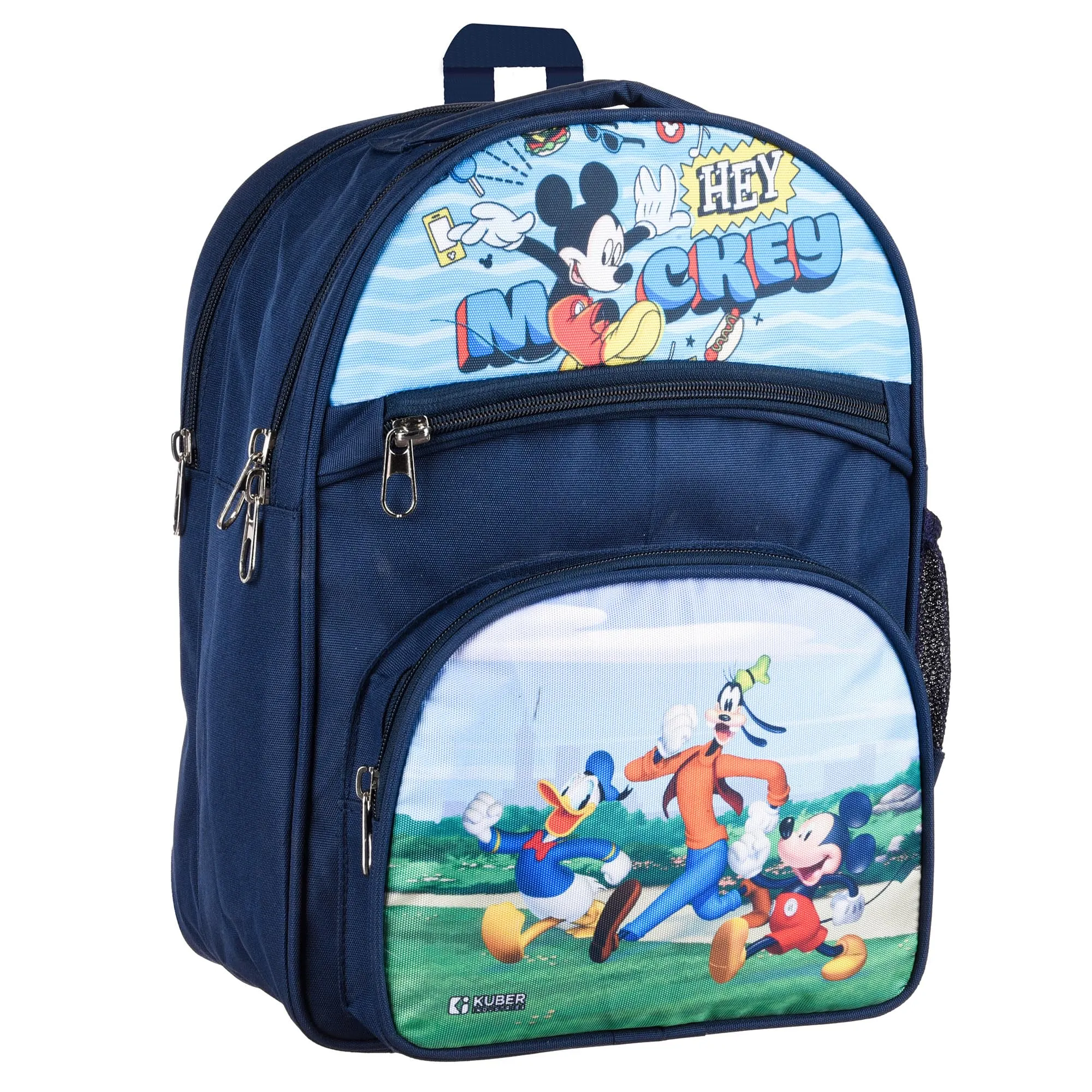 Kuber Industries Disney Hey Mickey School Bags | Kids School Bags | Student Bookbag | Travel Backpack | School Bag for Girls & Boys | School Bag with 4 Compartments | Navy Blue